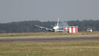 Very Bumpy Landing Of RC135U Combat Sent at RAF Mildenhall from Sept 7th [upl. by Annadal527]