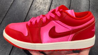 Air Jordan 1 Low Pink Blast Red Valentines Day Shoes [upl. by Eehsar802]