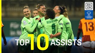 DAZNs Top 10 Assists From Matchday 4 Of The 202425 UEFA Womens Champions League [upl. by Aronoel]