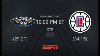 New Orleans Pelicans  Los Angeles Clippers  NBA on ESPN Live Scoreboard [upl. by Ycam]