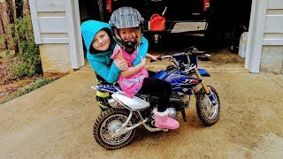 Little girls first Dirt bike Exciting fun [upl. by Einnij]