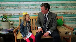 Kids with Questions Kenzie drops in to the office to visit Soaring Hawk Principal Stacey Roberson [upl. by Annaeerb]