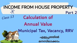 Income from House Property  Annual Value  Municipal Tax  Vacancy  in Malayalam [upl. by Mashe]