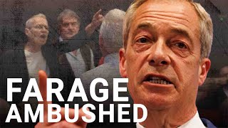 Nigel Farage ambushed by angry protesters at chaotic Reform UK speech [upl. by Adnilab]