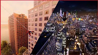 Morning vs Night web swinging in Marvels SpiderMan 2 PS5 gameplay [upl. by Aon]