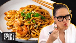 15minute Garlic Shrimp Udon Noodles  Marions Kitchen [upl. by Adnolrehs]