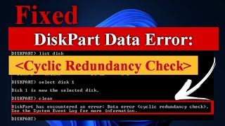 Diskpart Data error Cyclic Redundancy Check in Windows 1110 Fixed diskpart [upl. by Prue363]