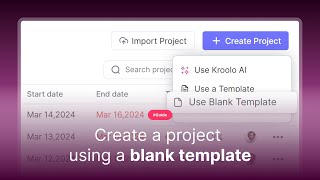 Create a Project Using a Blank Template in Kroolo [upl. by Asusej34]