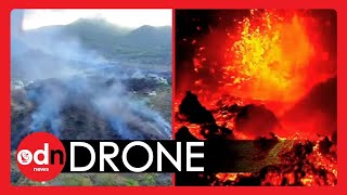 Drone Footage Shows La Palma DESTRUCTION [upl. by Sew]