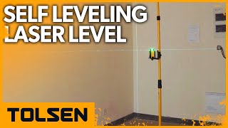 TOLSEN Self Leveling Laser Level 2x360° 3D Green Cross Line Laser Level [upl. by Lrae572]