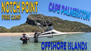 Notch Point Free camp Cape Palmerston Queensland Outer Islands beach launch [upl. by Wahl]