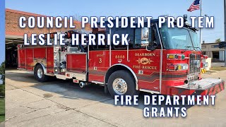 Council President ProTem Leslie Herrick details recent grants received by the Fire Department [upl. by Bartholemy]