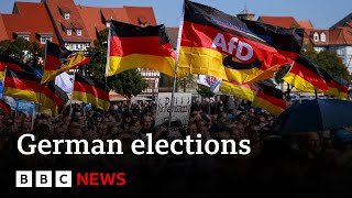 German far right heading for vote win in east exit poll projects  BBC News [upl. by Lleraj]