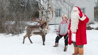 Santa Claus Reindeer Race in Pello in Lapland Finland  Father Christmas Arctic Circle [upl. by Dani]