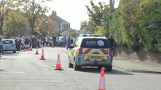 RARE St Johns Ambulance car emergency response  Chester Marathon through Holt Wrecsam CymruWales [upl. by Anelehs]