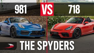 Porsche Boxster Spyder 981 and 718 Spyder comparison [upl. by Ariajay]