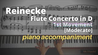 Reinecke  Flute Concerto in D Op283 1st Mov Piano Accompaniment Moderate [upl. by Anaigroeg]