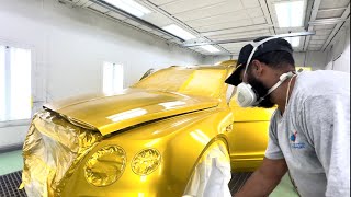 Painting Kodak Blacks Bentley Bentayga on 24s in the Booth Full Process [upl. by Cirri]