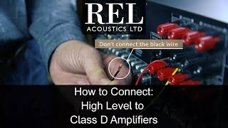 REL Acoustics How To Connecting to a Class D Amp Using the High Level Cable [upl. by Nilyarg874]