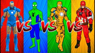 SUPERHERO COLOR DANCE CHALLENGE Blue Iron Man vs Spiderman vs Yellow Iron Man vs Red Captain America [upl. by Naghem856]