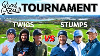 Good Good Enters 4 Man Scramble Golf Tournament  Team Twigs Vs Stumps  Part 1 [upl. by Rennoc430]