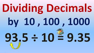 Dividing decimals by 10 100  1000  10000  Math [upl. by Enilatan]