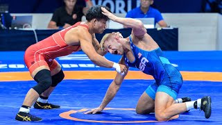 Kyle Dake amp His Olympic Semifinal Opponent Wrestled A Nailbiter At Worlds In 2023 [upl. by Kitty256]