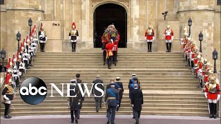 Queen Elizabeth IIs procession arrives at St Georges Chapel  ABC News [upl. by Eninaj]