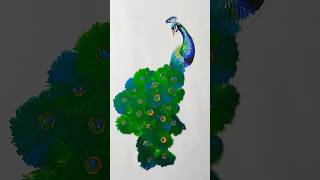 Easy Peacock Feather Painting with Acrylics  for Beginners shortfeed shortsfeed creative [upl. by Introk]