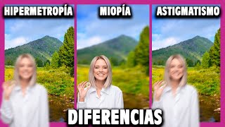 🟪 Diferencia entre MIOPIA HIPERMETROPIA y ASTIGMATISMO [upl. by Lahey]