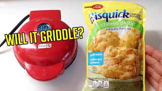 Will It Griddle Bisquick Cheese Garlic Biscuit Mix 👩‍🍳 Dash Mini Griddle 👩‍🍳 Dollar Tree Food [upl. by Dilahk]