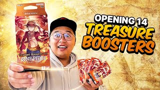 Opening 14 Treasure Booster Boxes OP01 OP02 OP03 OP04 AND OP05 One Piece TCG Booster Box [upl. by Mulac274]