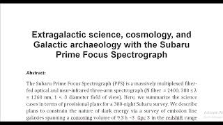 Extragalactic science cosmology and Galactic archaeology with the Subaru Prime Focus Spectrograph [upl. by Howund590]