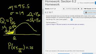 Find the first Quartile Q1 with the Normal Distribution and StatCrunch [upl. by Finzer816]