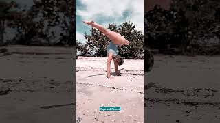 Bendy handstand at the beach stretching flexibility yogagirl [upl. by Rogerson322]