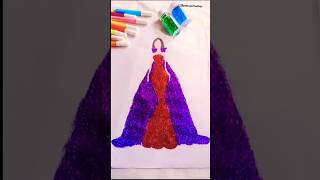 glitter art dress 👗art diy dress illustration shorts Gopika embroidery Gopika raj [upl. by Ivad]