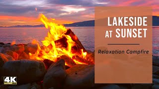 Relaxing Campfire by a Lake at Sunset Campfire Sounds for Sleep [upl. by Adar]