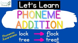 Lets Learn Phoneme Addition Phonemic Awareness [upl. by Notsirt]