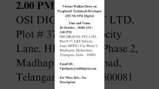 Virtual Walkin Drive on Peoplesoft Techincal Developer HCM OSI Digital [upl. by Doreen]