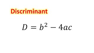 Discriminant of a Quadratic Equation [upl. by Ahsam]