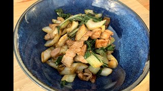 Stir fry bacon with pak choi  Lard sauté au chou pak choi FastEasy [upl. by Faucher]