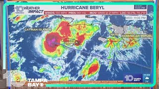 Tracking the Tropics Hurricane Beryl pulling away from Jamaica still Category 4 storm [upl. by Beatrice]