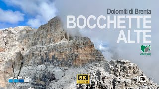 Ferrata BOCCHETTE ALTE dal Rifugio Alimonta al Rifugio Tuckett  Dolomiti di Brenta 5K [upl. by Araccot]