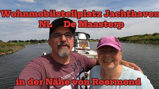 Wohnmobilstellplatz am Jachthaven de Maasterp Niederlande nahe Roermond  Boot fahren auf der Maas [upl. by Northey]