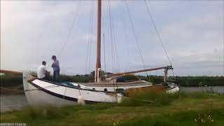 Lemsteraak sailiing barge raising the mast [upl. by Latisha541]