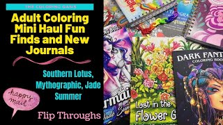 Small Adult Coloring Book Haul  Coloring Happy Mail  Mythographic Jade Summer Southern Lotus [upl. by Walton]