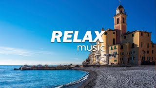 Sunset Italian JAZZ  Delicate Piano Music with the Soothing Sounds of the Ligurian Sea Waves [upl. by Aianat57]