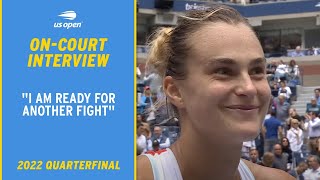 Aryna Sabalenka OnCourt Interview  2022 US Open Quarterfinal [upl. by Naenej]