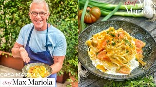 Pasta LINGUINE con POMODORI STRACCIATELLA e BOTTARGA esagerata Ricetta di Chef Max Mariola [upl. by Heshum879]