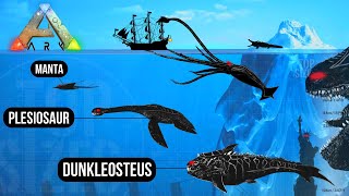 BIGGEST Ark Survival Sea Monsters  Size Comparison [upl. by Ardnas791]